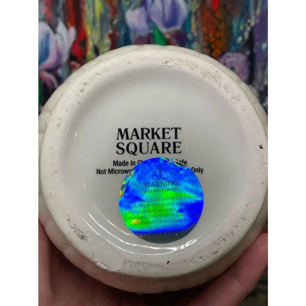 Market Square Mushroom Shaped Red Polka Dot Ceramic Mug Glittery Flower Candle